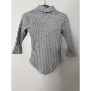 Janie & Jack Toddler Gray Ribbed Turtleneck Long-sleeved Diaper Shirt 12-18M NWT